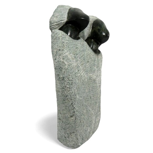 STONE SCULPTURE of Two Sisters by Peter Hand Carved Unique Artwork 9" - Picture 2 of 12